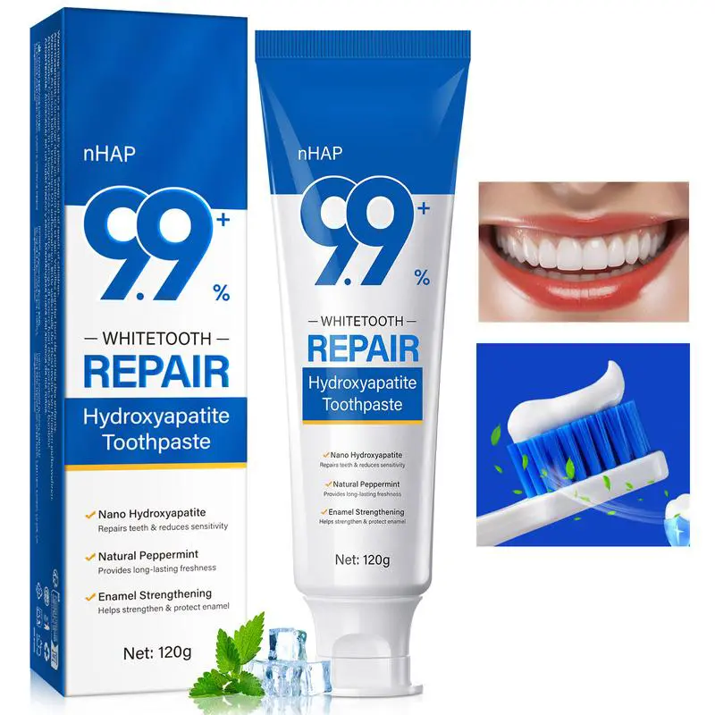 9.9% Hydroxyapatite Remineralizing Toothpaste 120g, Gentle Enamel-Strengthening Oral Care with Niacinamide & Mint, Daily Use for Sensitive Teeth & Fresh Breath
