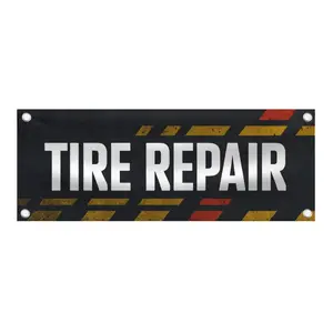 Tire Repair Banner, Automotive Service Sign, Garage Shop Decor, Mechanic Display, Tire Repair Shop Sign - 48"x18" Vinyl Banners - 4 Corner Grommets - BAN0039