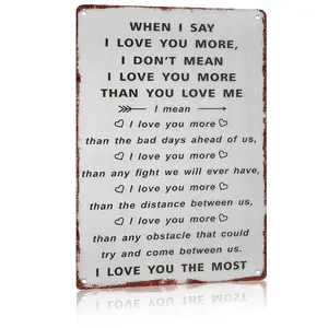 12"x8" Rustic Aluminum Love Sign - "I Love You The Most" Heartfelt Couple Quote Design - Ideal Valentine's Gift for Him/Her