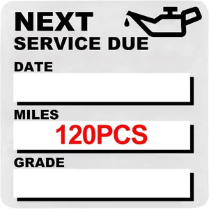 for Oil Change Sticker Static Cling, Clear Stickers 120 count 2"x 2" Next Service Due Sticker for Windshield, Easy to Peel with No  for  Auto  Window (Black2)