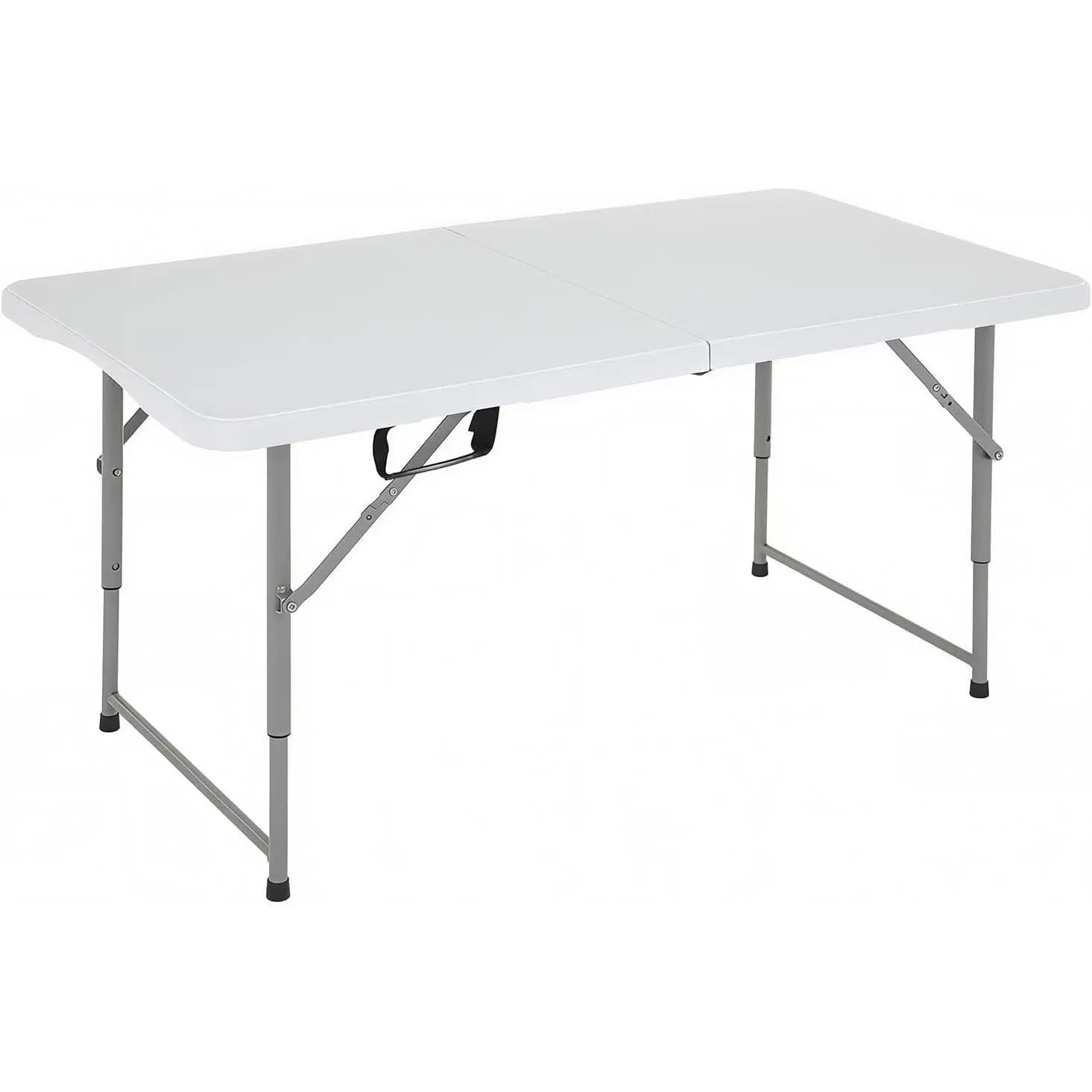 4FT Rectangular Foldable Table - Lightweight Outdoor Plastic Table with Fold-in-Half Design, Carrying Handle for Picnic, Party Use (White), Lightweight Outdoor Table