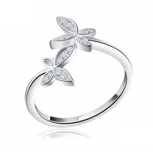 Sterling Silver Butterfly Diamond Ring - Modern, Dainty Style Jewelry Accessory, Modern Silver Rings, Dainty Silver Rings