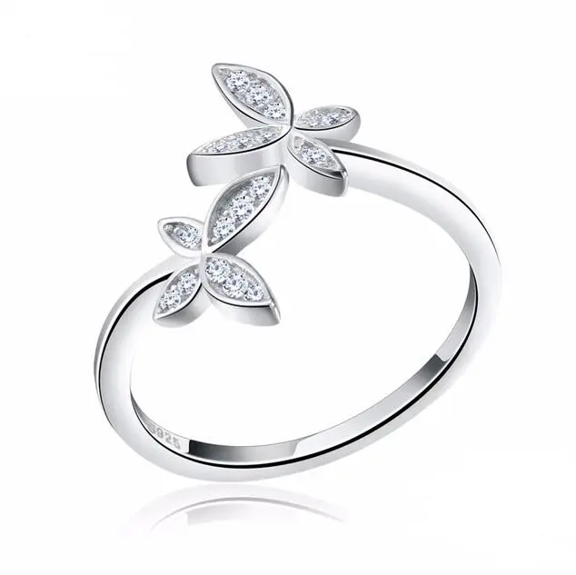 Sterling Silver Butterfly Diamond Ring - Modern, Dainty Style Jewelry Accessory, Modern Silver Rings, Dainty Silver Rings