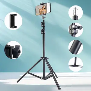 63"Phone Tripod, Selfie Stick Cellphone Tripod, Aluminum Tripods Stand for Video Photo Vlog, Compatible with iPhone Android Smartphone video conferencing