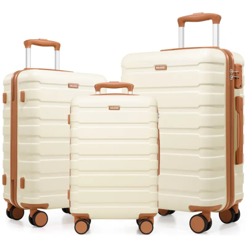 Miusse 3-Piece Hardshell Luggage Set, Lightweight Spinner Suitcases with TSA Lock, Durable Travel Essentials for School #Summervibes, Hardshell Luggage Sets
