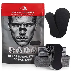 AscendiaCrest 30 PCS Nasal Strips + 30 PCS Tape - Nose Strips for Breathing & Snoring Relief - Breathe Right Nose Strips Extra Strength - Nose Strips for Snoring - Ideal Nose Tape for Sleeping