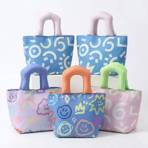 Quirky Graffiti Lunch Bag - Portable Insulated Cooler Handbag for Women & Students, Stylish Reusable Meal Carrier