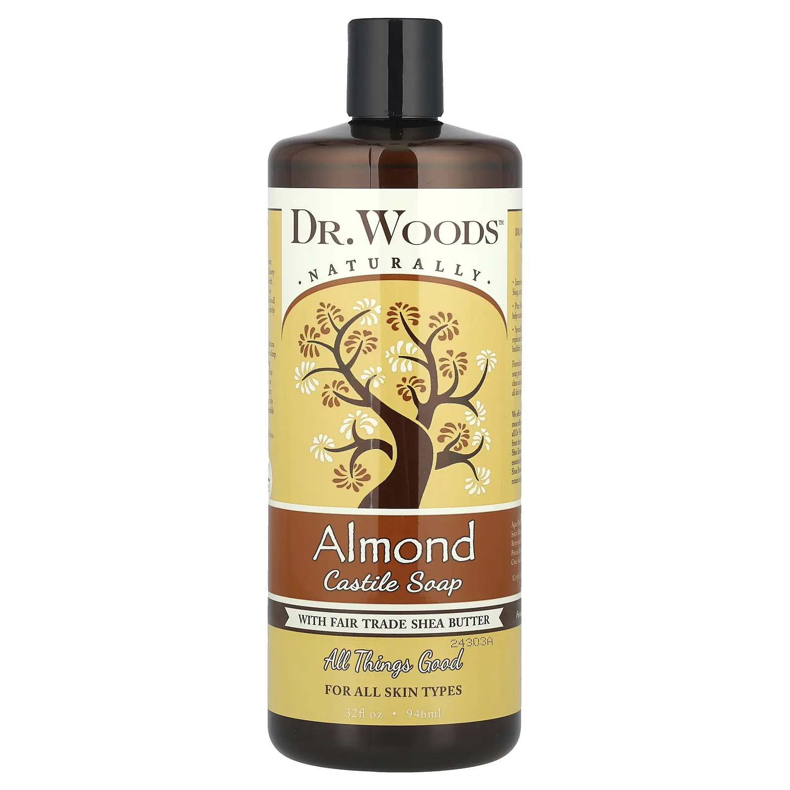 Dr. Woods Almond Castile Soap with Fair Trade Shea Butter, 32 fl oz (946 ml)