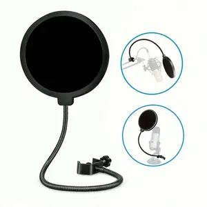 Professional Microphone Pop Fiter Shield,With Flexible 360 Gooseneck Cip and Dual Layer Sound Filter for Karaoke, Streaming & Podcast Recording