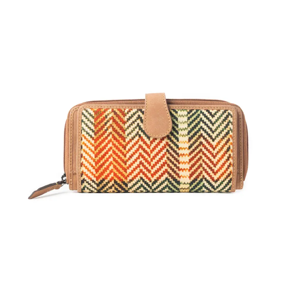 Women's Harvest Chevron Leather Zipper Wallet, Multicolor, All-In-One Women's Wallets