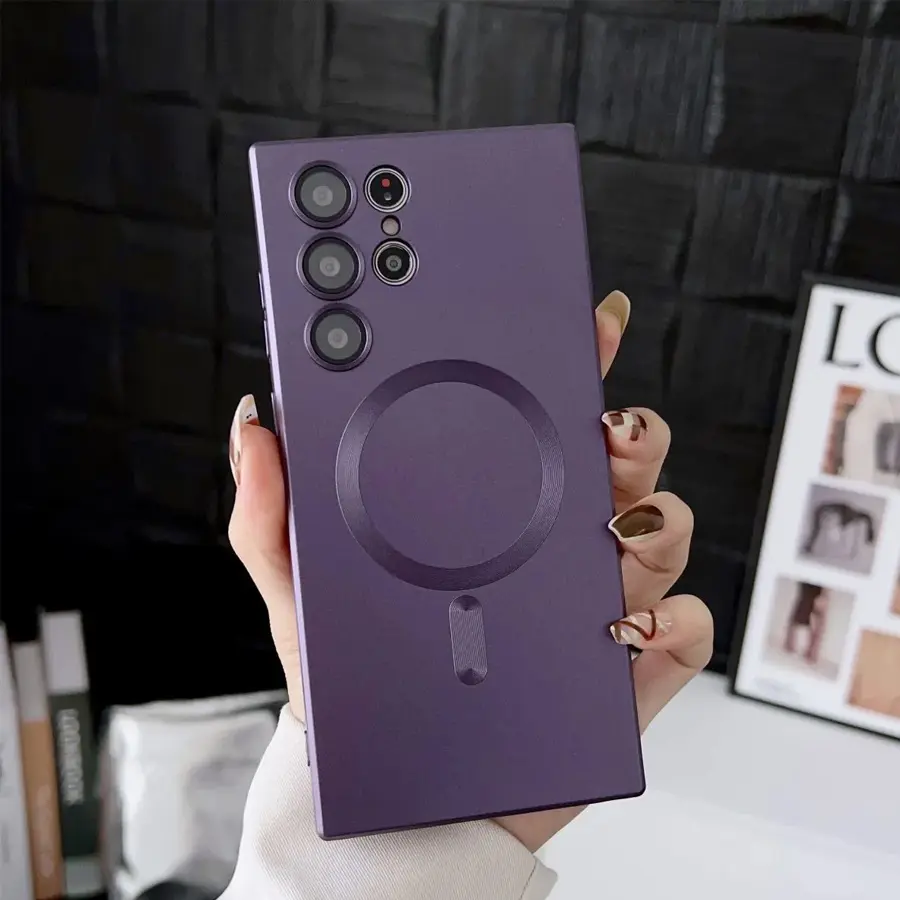 Metallic Paint Magnetic Smartphone Case with Tail - Wireless Charging Support, Handheld Cellphone Protection for Samsung Galaxy S26Ultra S25Plus S24FE S23 S22 S21 Plus/Ultra & A57 A56 A54 A36 A26 A16 A15 Devices,back to school,back to school haul