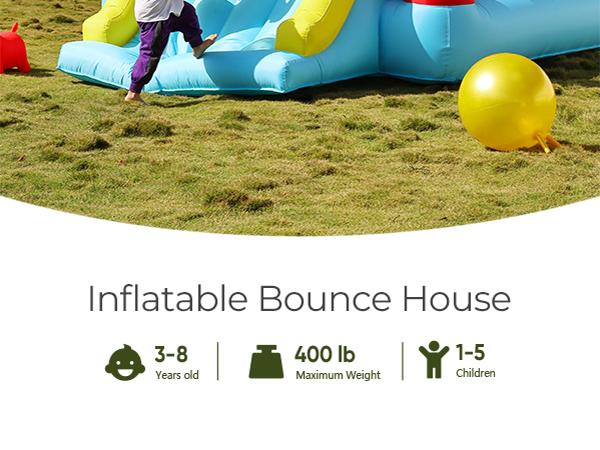 Outfunny Bounce House with Slide, Inflatable Bouncy House for Kids 3-8, Outdoor&Indoor, Bounce Area 8'x8', Capacity 400 lb Outfunny Bounce House with Slide, Inflatable Bouncy House for Kids 3-8, Outdoor&Indoor, Bounce Area 8'x8', Capacity 400 lb