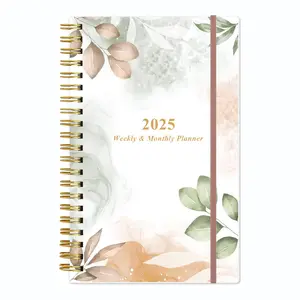2025 Pocket Planner/Calendar - 2025 Planner from January 2025 - December 2025, Planner 2025 with 12 Tabs, Twin-Wire Binding, Inner Pocket, 3.75" x 6.75, Rose Leaf