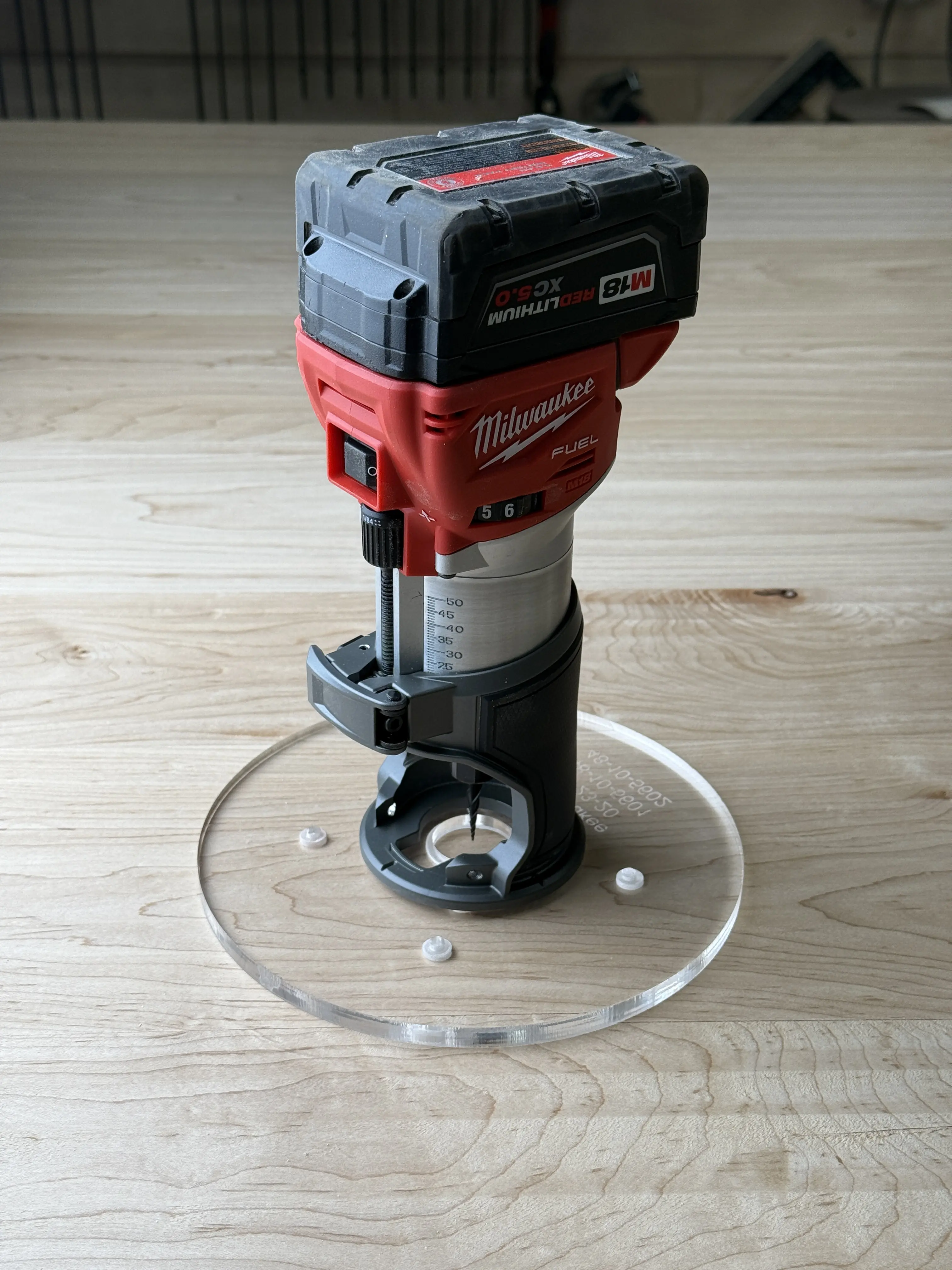 8 inch Round Router Base Plate - fits Milwaukee 2723-20 or 48-10-5601