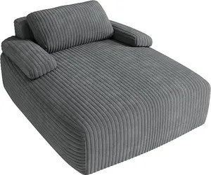 YITAHOME 67"L x 55"W Chaise Lounge Chair Indoor, Oversized Corduroy Upholstered Boneless Sofa Bed, Deep-Seat Sleeper Couch, Reading Chair, Cloud Sofa Couch for Living Room, No Assembly Required, Grey