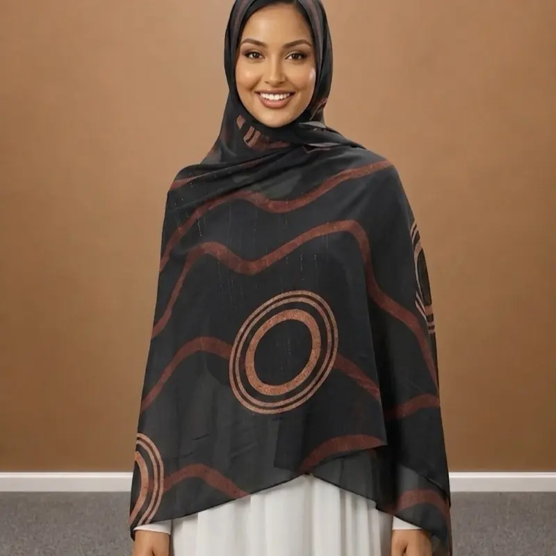 Black & Multi-Color Muslim Modest Lady's Scarf, Soft Warm Shawl, Fashionable Casual Female Silk Scarf