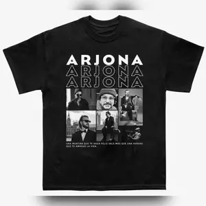 Ricardo Arjona Six-Panel Portrait Collage Quote Graphic Black T-Shirt Latin Pop Rock Music Aesthetic Merch Shirt For W Essential Cotton Tee