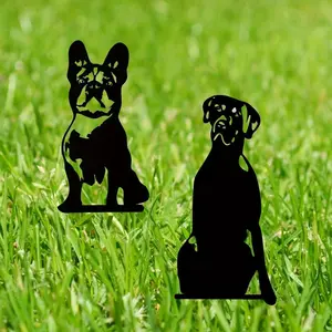Metal Garden Decoration Dog Statue, Silhouette Black Dog Decorative Garden Stake, Outdoor Decor for Garden Party Dec