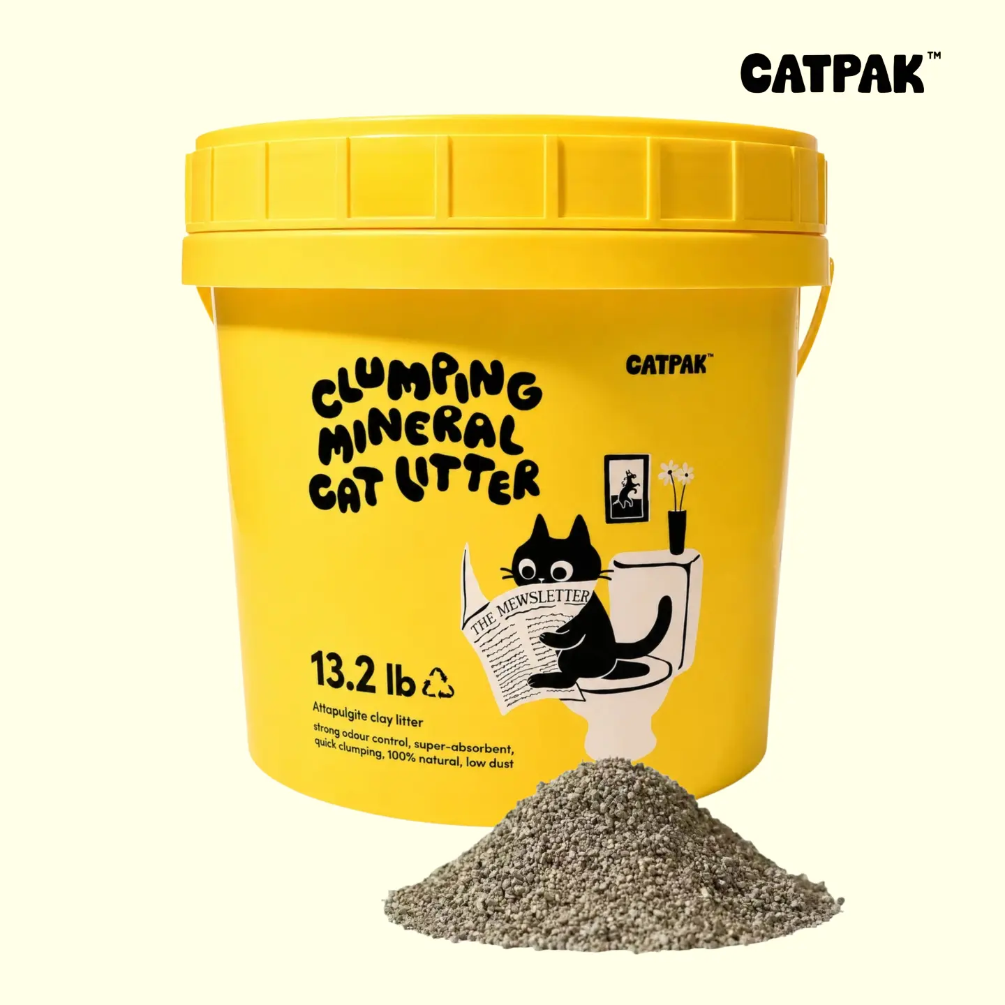 CATPAK Natural Mineral Cat Litter, Natural Attapulgite Clay Formula, Lightweight, Low Tracking, Clumping, Feces on Carpet & Litter Boxes, 11 lb