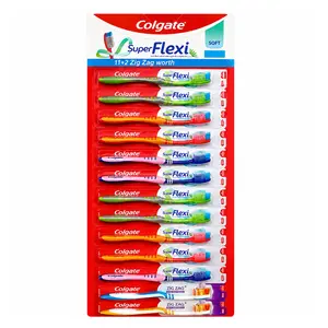 Colgate Superflexi & Zig Zag Soft Bristle Toothbrush Set, 13 Count Value Pack, Deep Clean Manual Toothbrushes