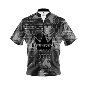 Brunswick Blackout Honeycomb Quick Ship CoolWick Sash Zip Bowling Jersey