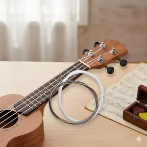Nylon Ukulele Strings Set with Nano Anti-Mold Coating - Rustproof, Quick Tuning, Durable for Beginners & Professionals. Bright Tone, Long-Lasting, Easy to Install, 4-String Pack, Ideal for Camping, Dorm, and Performance Use.