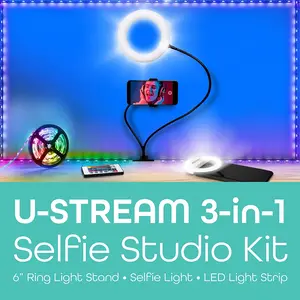 U-Stream Selfie Studio Gift Set w/ Ring Light, Clip Light & LED Light Strip