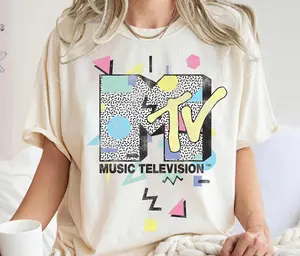 Music Television MTV Retro 90's Shape Design Logo Graphic Shirt, Classic MTV Logo Abstract T-Shirt, Music Television Logo T-shirt, MTV Shirt
