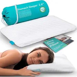 Sleeping Pillow - Ultra Thin 2.6" Memory  for  and  Support | Flat Pillow for  Sleeper | Low Loft Design for Comfort and  Sleep
