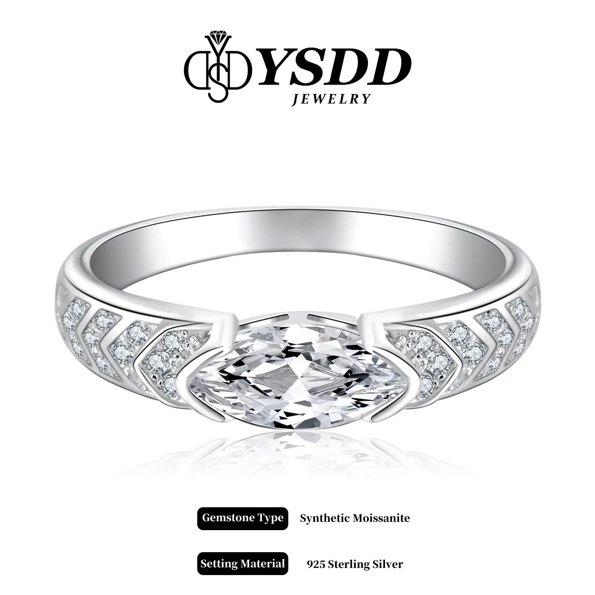 【#221 Eye of Horus】1Carat Vintage Marquise Cut Synthetic Moissanite Rings in 925 Sterling Silver for women gift wedding