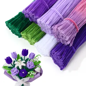 700 count Christmas Flower Cleaners Craft Pipe Bulk Pastel Chenille Stems Flower DIY Gradient Colored Fluffy for  School Classroom Thanksgiving Party Supplies(Purple Theme)