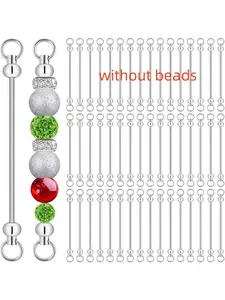 50pcs Blank Beaded Keychains for Women, DIY Keychain Accessories, Craft Supplies for Handmade Projects, No Beads Included