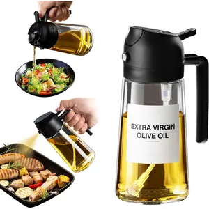 MIUVA2-in-1 Oil Sprayer and Oil Dispenser Bottle, Glass Cooking Oil Spray Bottle with Pour Spout, Handle for Salad, Air Fryer, Grilling and BBQ