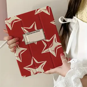 Red Star Pattern Imitation Leather and TPU Tablet Protection Case - Soft Anti-fall Protection, Ultra Thin, Smart Stand, Automatic Wake Up, Laptop Stand, Anti-Slip, Scratch, Folding Design, Suitable for iPad (7th/ 8th Generation), Air 4/ 5, Pro 11 2022