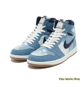 Classic BlueWhite Denim High Tops - Retro Sporty Sneakers - Urban Fashion Footwear