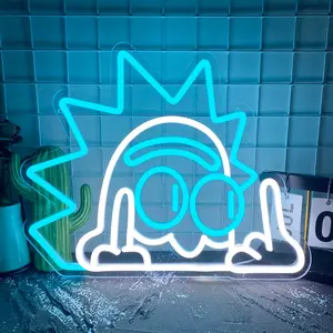 Rick Sanchez Anime Neon Light Sign, USB Powered Dimmable LED Light, Artistic Design Wall-Mounted Neon Light, Perfect Birthday Gift, Indoor Decorative Light, Wall Mounted Lights