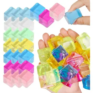 Ice Cube Sensory Toys 24 Pcs Squishy Fidget Stress Cube for Adults Kids Anxiety Stress Relief Hand Therapy Sensory Squishy Ball Classroom Prize Box ToysHTCD