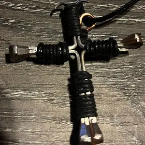 Horseshoe nail cross necklace
