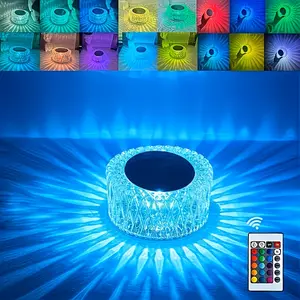 Viral Aesthetic Crystal Night Light, Room Tour Dorm Essential Rechargeable Cordless 16 RGB Touch Remote Lamp, 3 Brightness Multi-use Light for Bedroom Dining Party, Housewarming Gift New Home Halloween Christmas