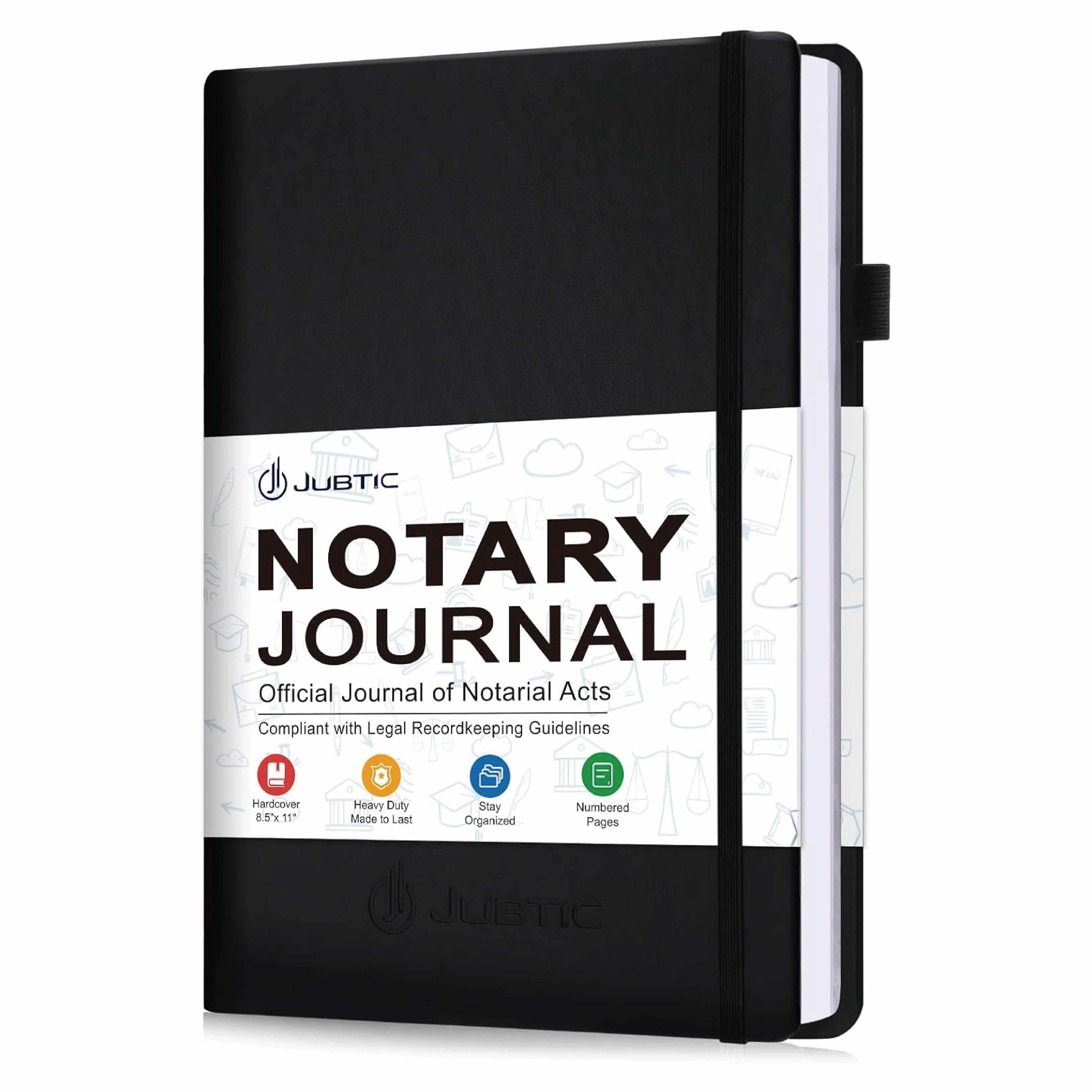 Notary Journal Log Book - Hardcover Notary Public Journal of Notarial Acts (Black)