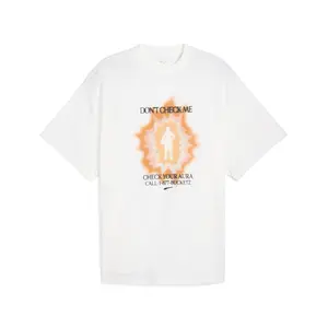 PUMA Mens Hoop Dreamz Oversized Graphic Crew Neck Short Sleeve Casual Tops Casual - White