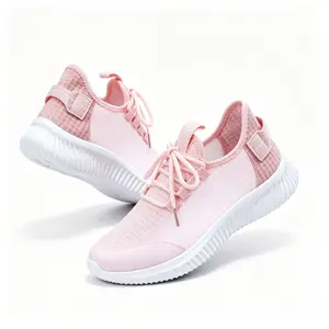 Women's Pink Ultra Lightweight Breathable Mesh Sneakers - Non-Slip Cushioned Casual Walking Shoes, All-Day Comfort Lace-Up Trainers for Everyday, Workout, Travel & Outdoor
