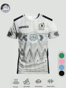 Mexican Style Men's Soccer Jersey & Football Shirts & Comfortable Sporty Round Neck Top, Multiple Colors, Ideal for Matches, Training, Casual Wear