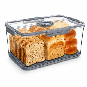 Kitchen countertop sealed bread box, 7.45 liters, sealed breadbox with lid, time record, bread container for storinghomemade bread, toast, bagels, cookies and donuts,kitchen chef storage food, Gray