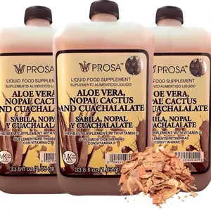 3 Pack PROSA Aloe Vera, Nopal Cactus, and Cuachalalate Herbal Supplement – 33.8 fl oz (1.05 qt / 1L) – with Vitamin C for Digestive & Immune Support