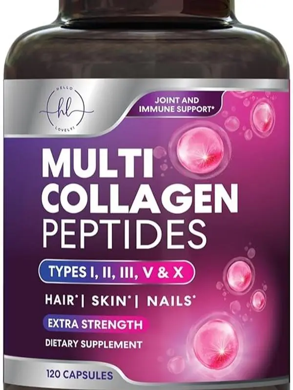 Multi Collagen Peptides Supplement - 2400mg Hydrolyzed Types I, II, III, V & X Multi Collagen Pills, Hydrolyzed Collagen Peptides Supplements, Hair, S