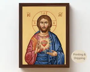 Sacred Heart of Jesus Icon: Catholic Religious Print, Christian Home Decor Glossy Ornaments