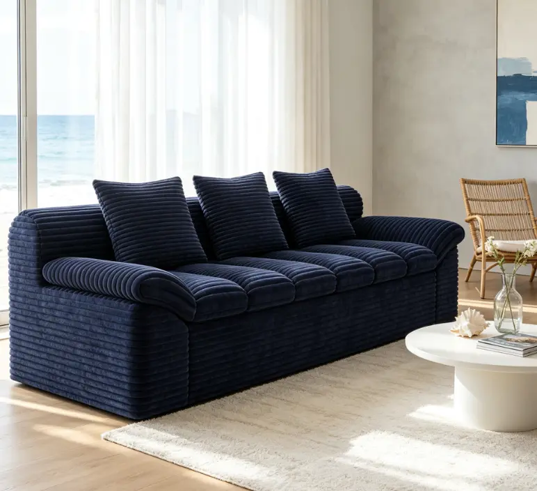 71" Corduroy Bone-Free 2-Seat Apartment-Size Loveseat Sofa with Deep Seats, 3 Pillows, Side Pockets, No Assembly Required for Bedroom, Office Sofa Couch