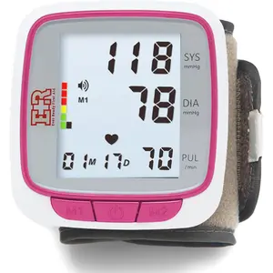Fully Automatic Blood Pressure Wrist CuffWatch Wearable Monitor for Home Use -Pink- Batteries Included