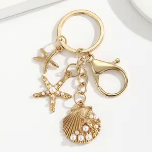 Zhuhai Starfish Shell Keychain Pendant, Alloy Sea Star Shell Bag Accessory, Stylish and Durable Charm for Bags